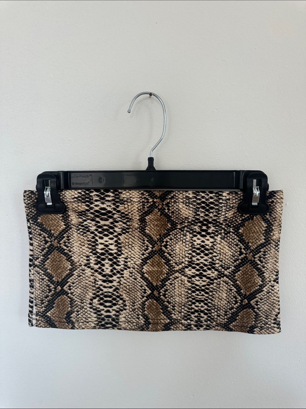 Snakeskin Print Clutch Pouch In Tan, Black & Cream